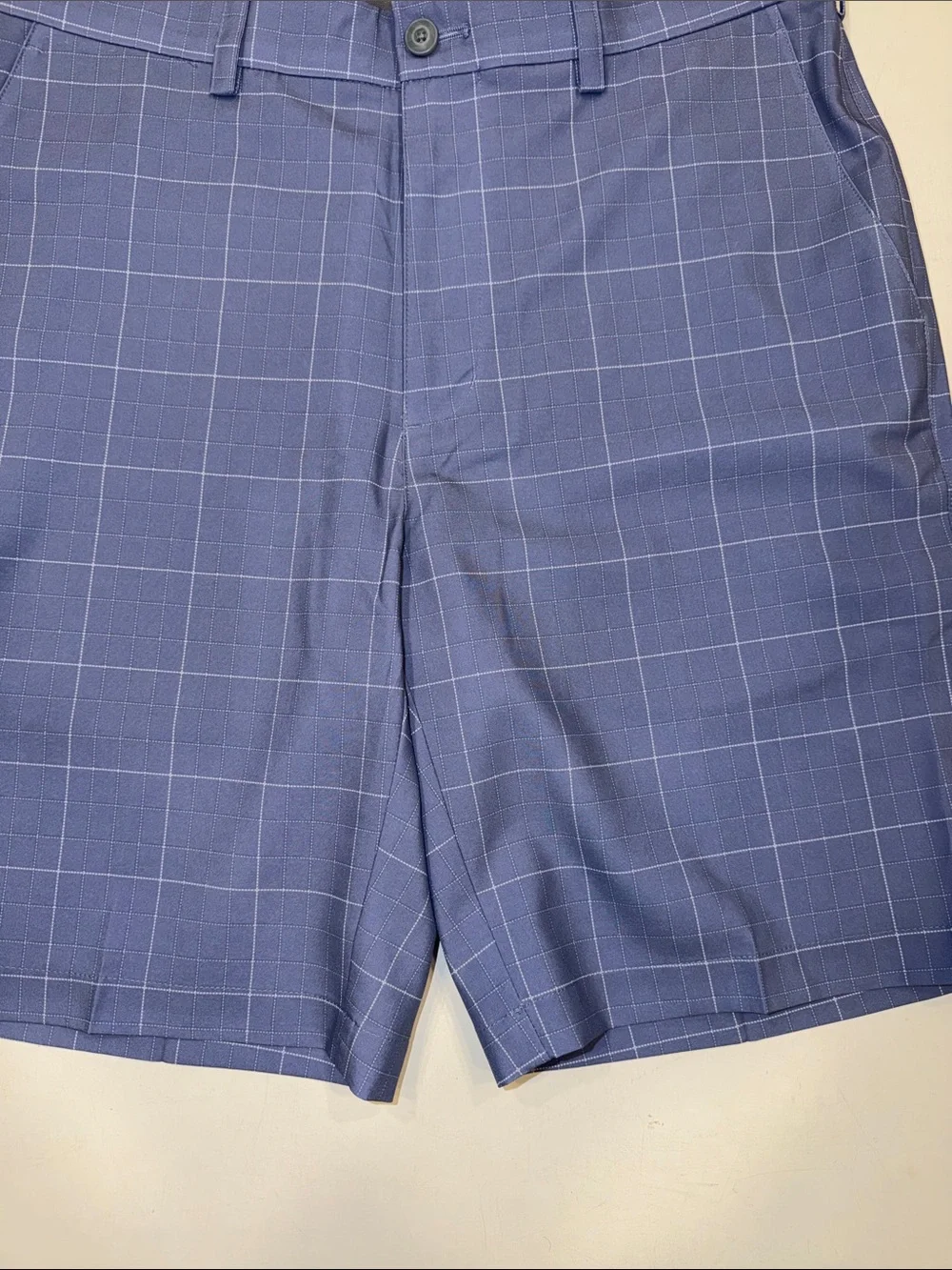 Roundtree & Yorke Blue Windowpane Flat Front Shorts